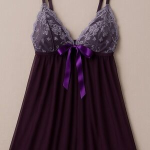 Intimates & Sleepwear Lingerie Women's Lace Babydoll Teddy Chemise Lavender 3XL